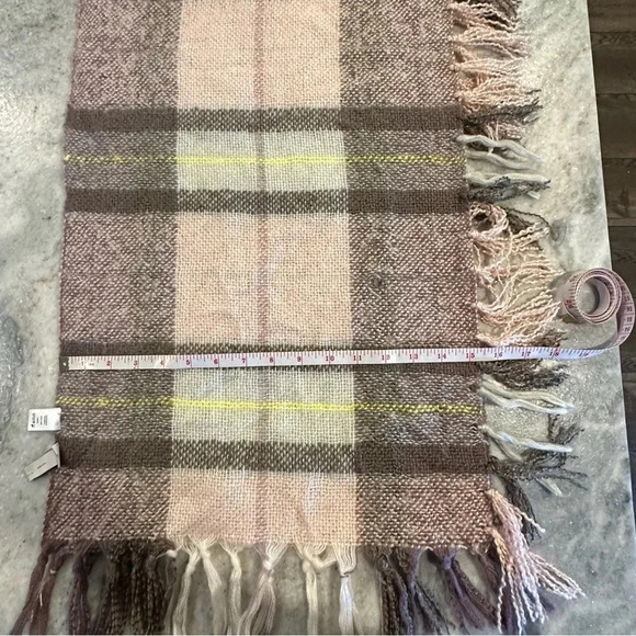 Ann Taylor Loft Plaid Knit Scarf Multicolor Fringe Trim Neck Warmer - Picture 4 of 8